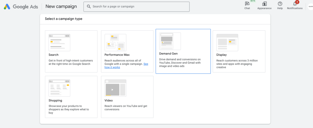 Google Ads Campaign Types