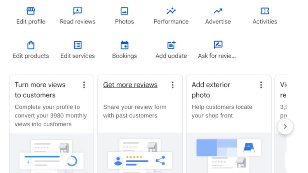 Access Google Business Profile settings in Google Search