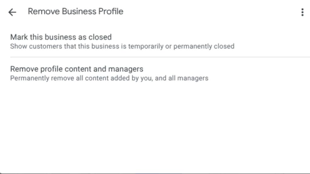 Confirm deletion of Google Business Profile