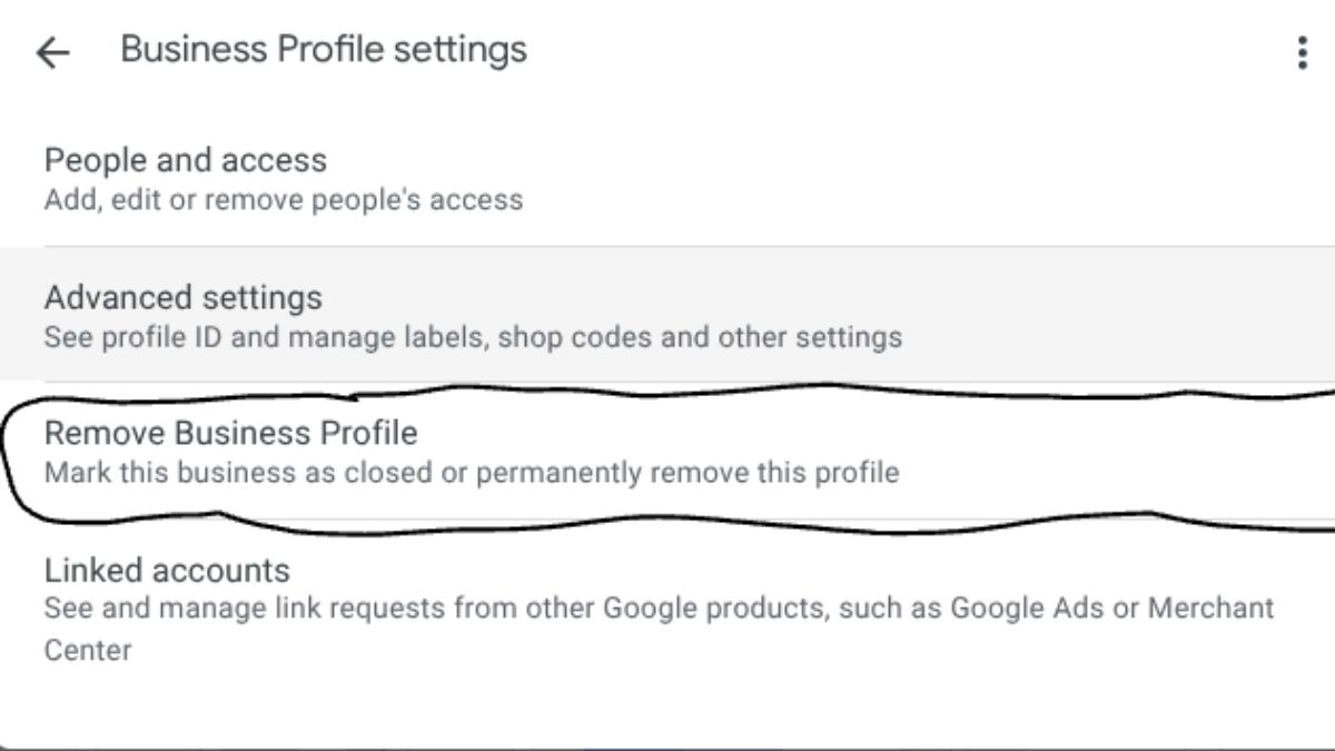 Remove Business Profile setting